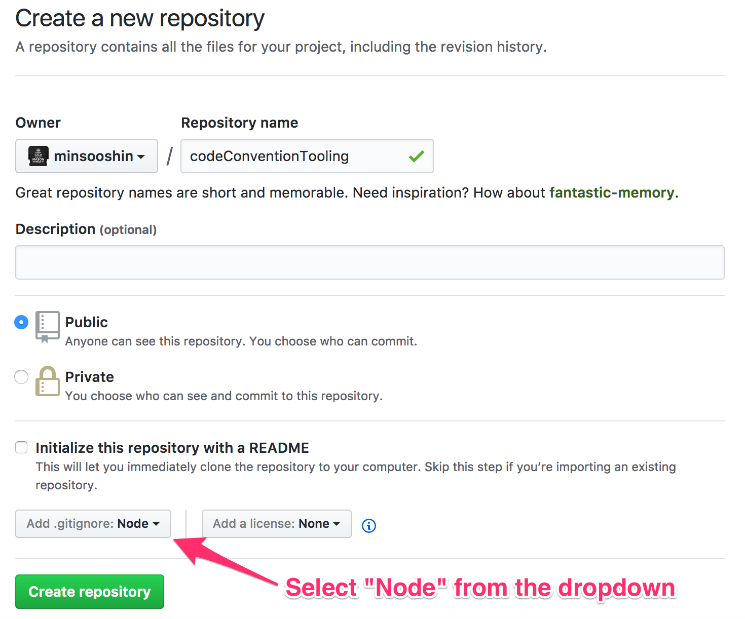 Create a repository at Github